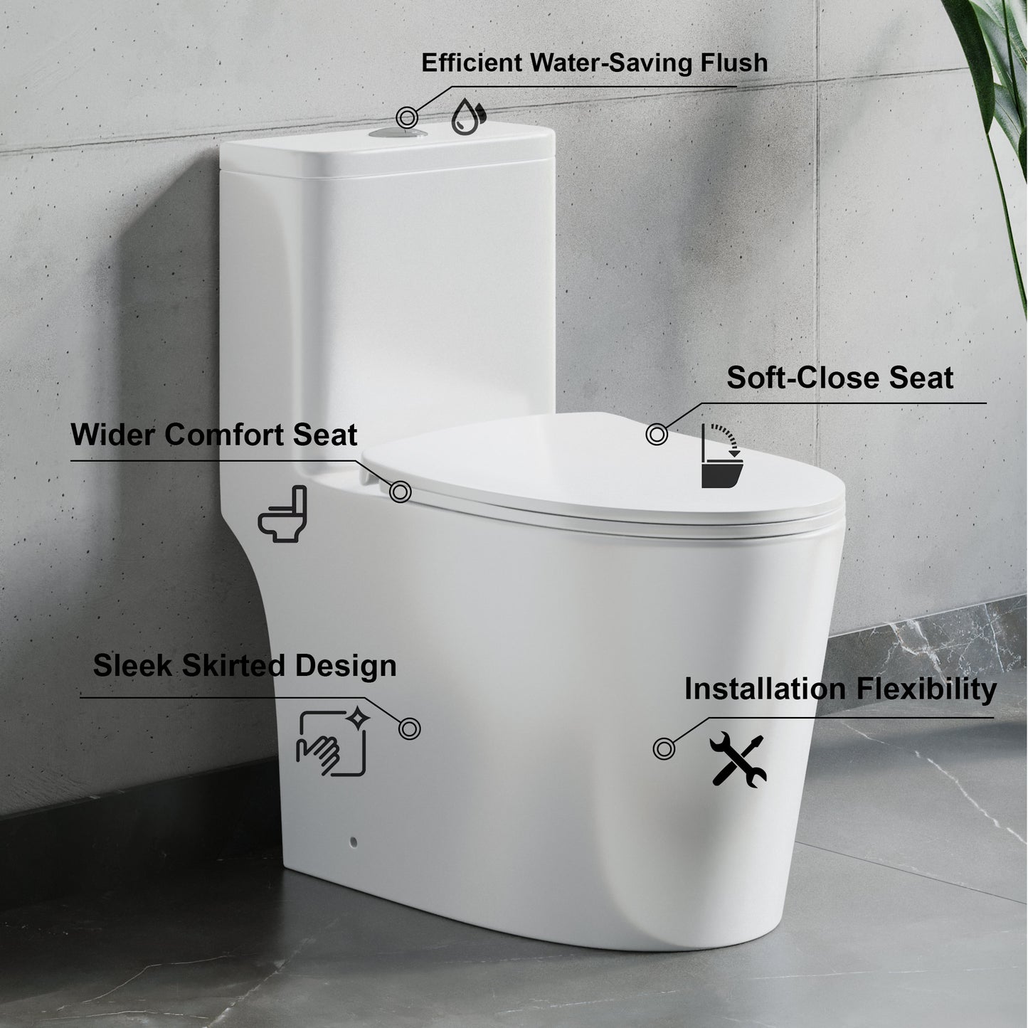 Elongated Floor Mounted Toilet Kit 1.28 Gallons GPF (Seat Included)