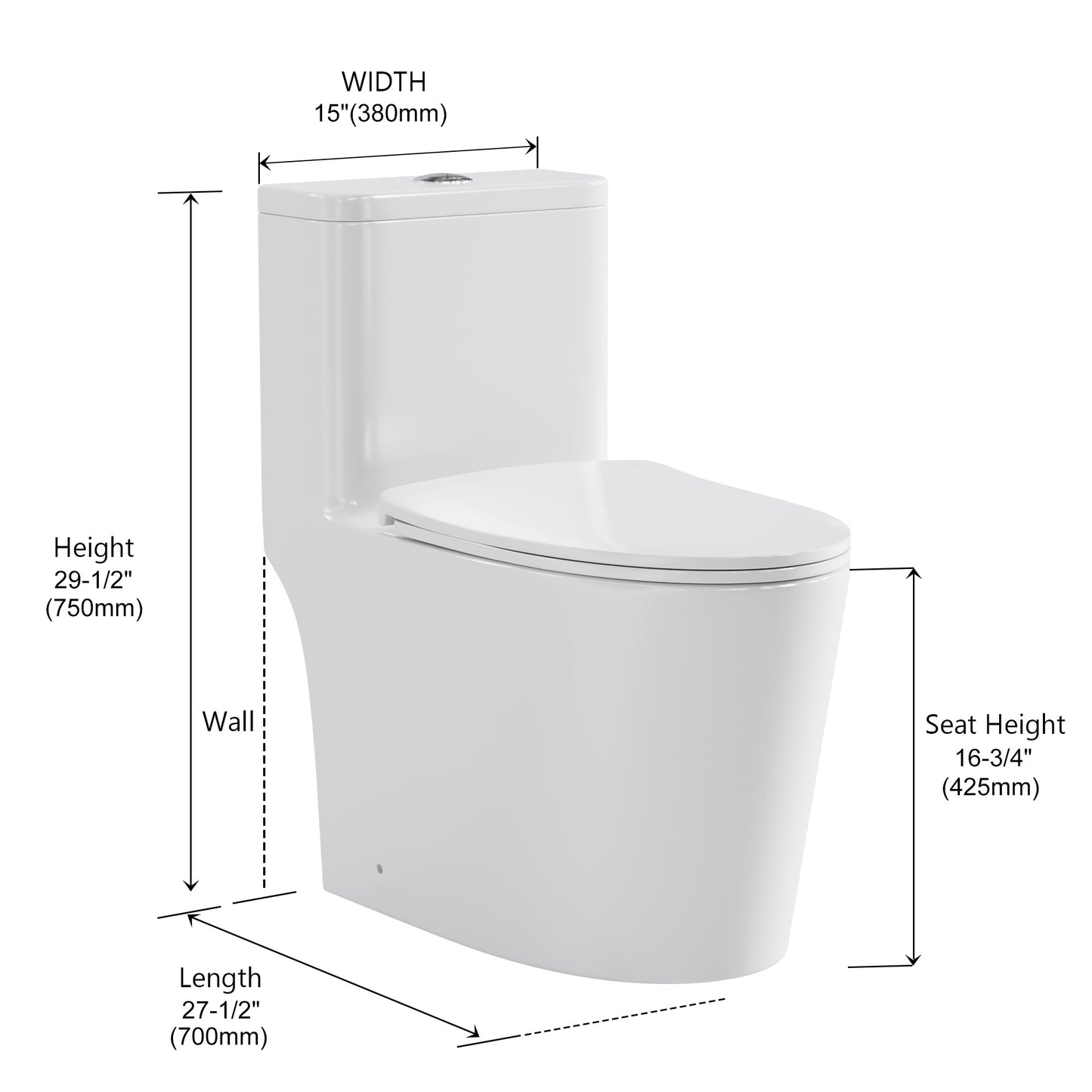 Elongated Floor Mounted Toilet Kit 1.28 Gallons GPF (Seat Included)