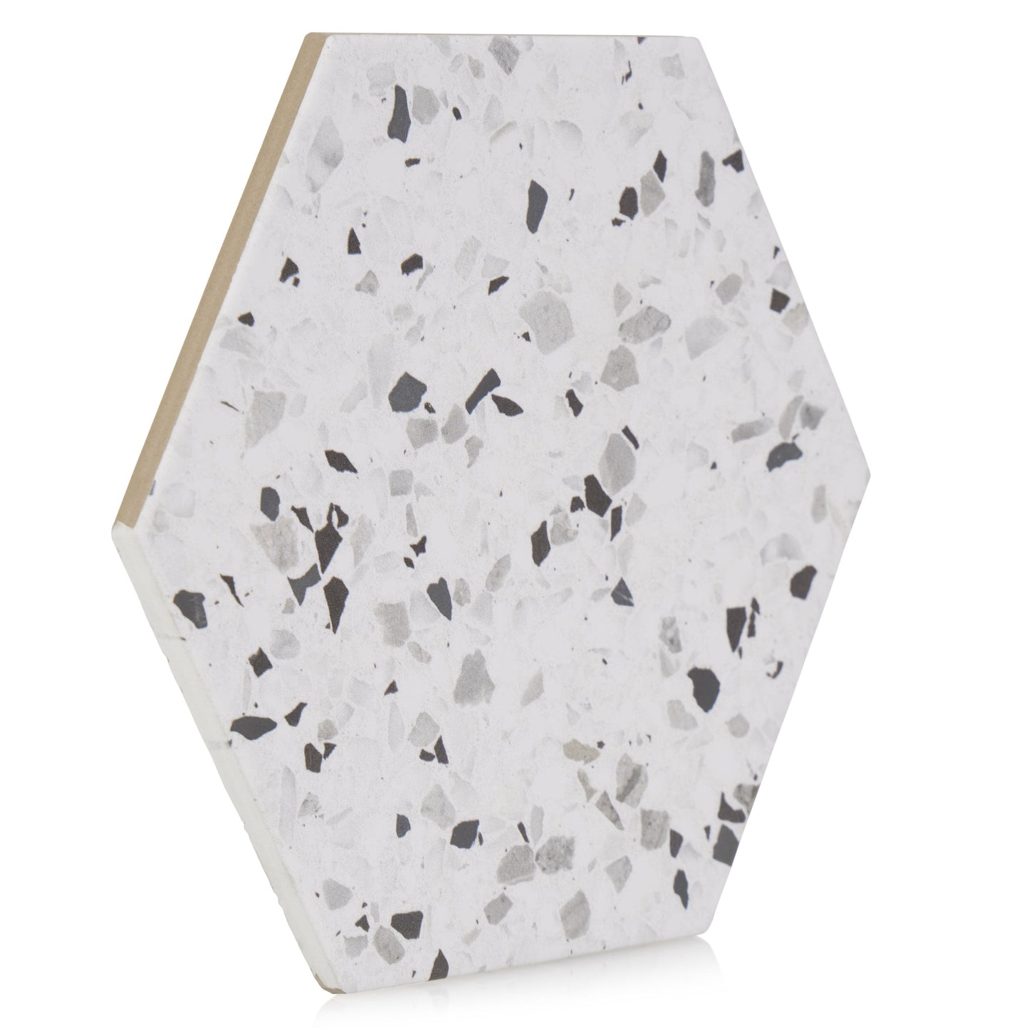 8x10 Hexagon Spark Black porcelain tile - Industry Tile