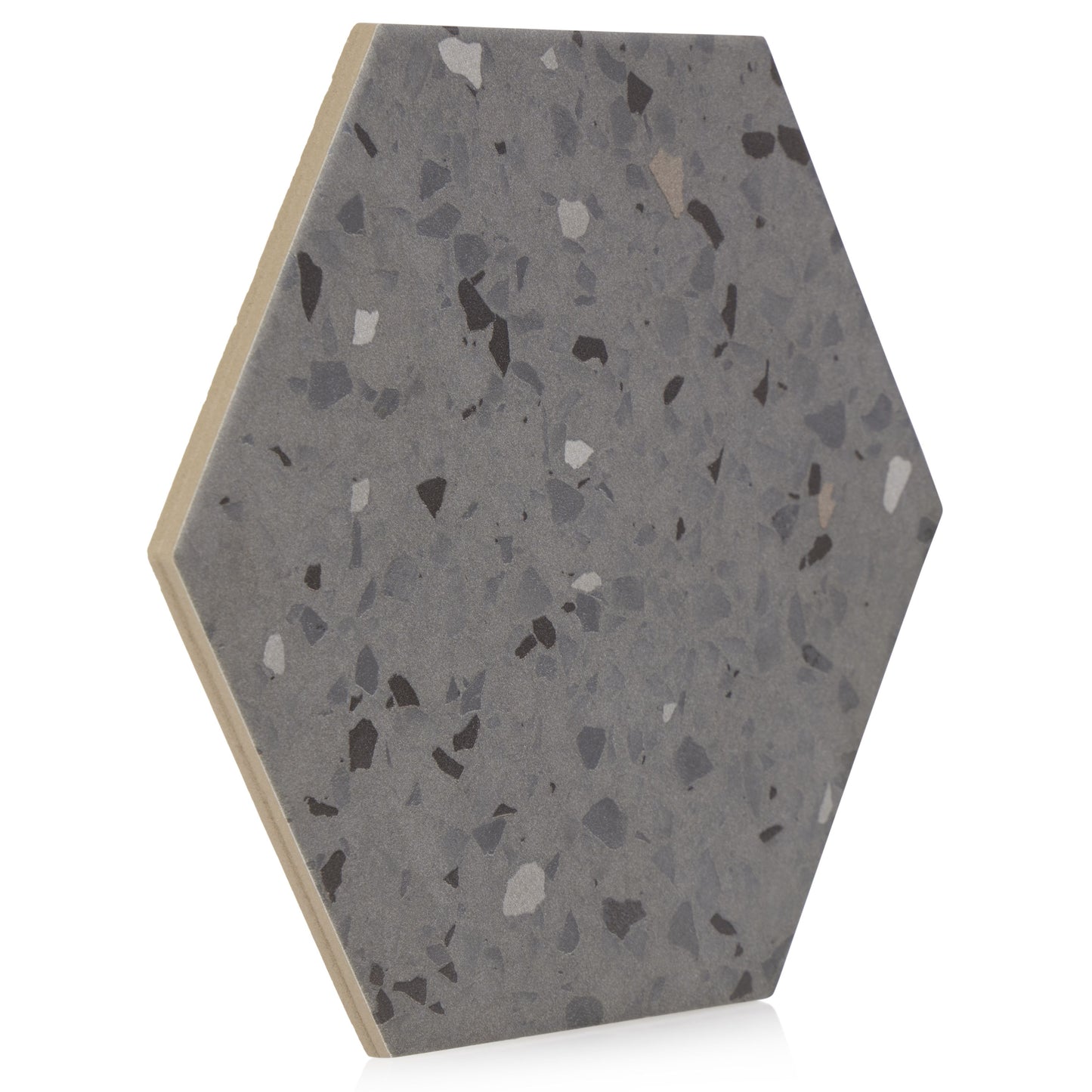 8x10 Hexagon Spark Gray porcelain tile - Industry Tile