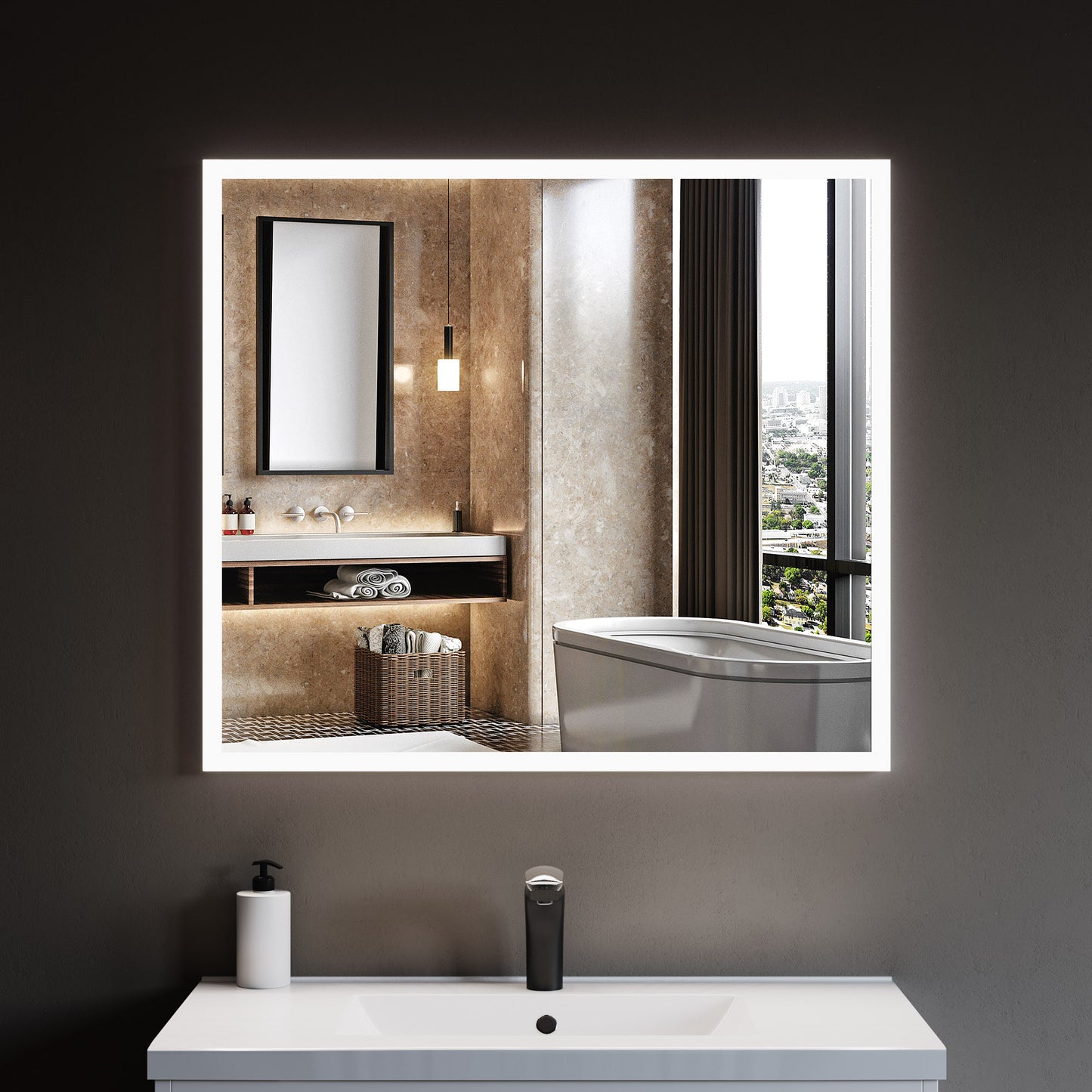 LED Bathroom Light Mirror 35.5"x31.5"
