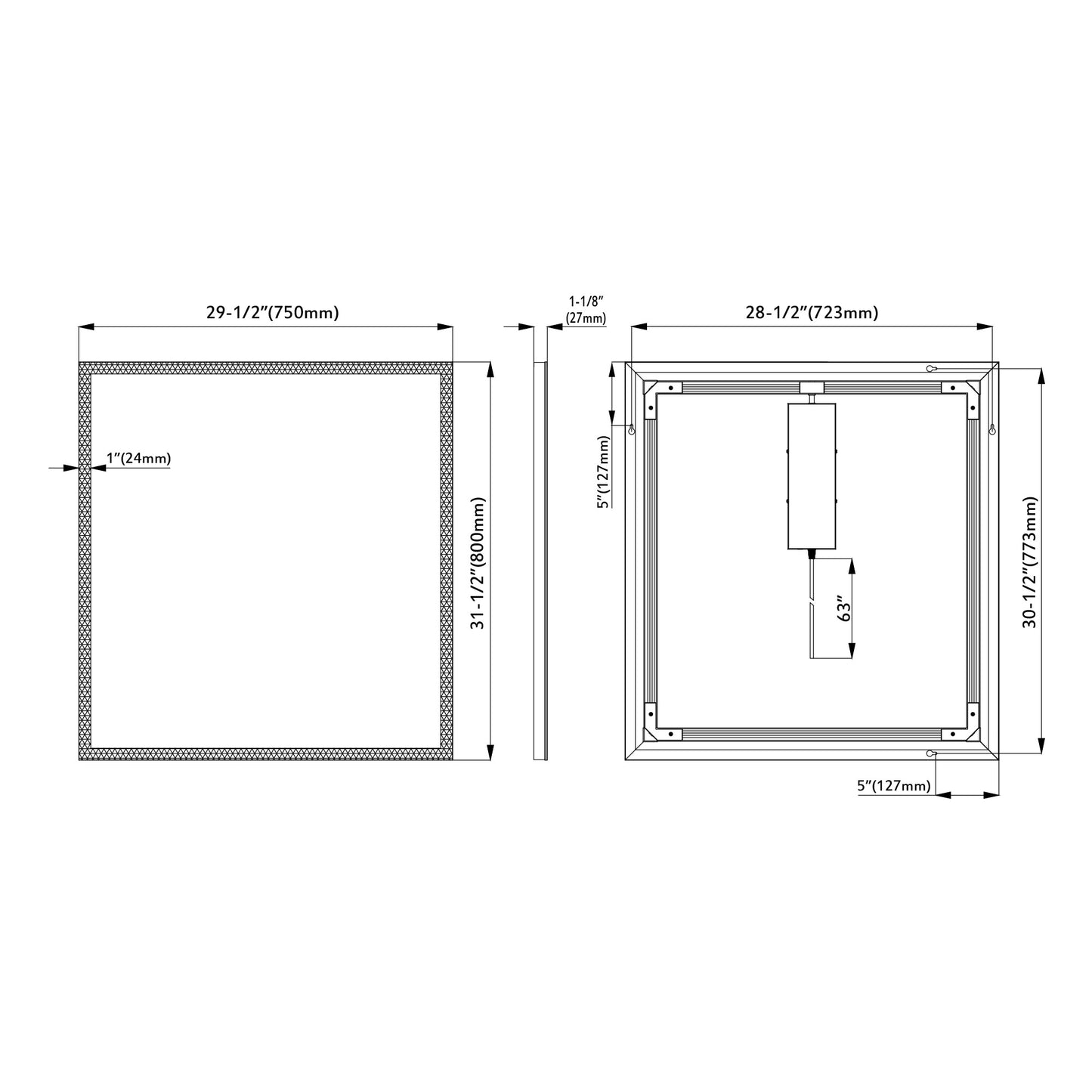 LED Bathroom Light Mirror 29.5"x31.5"