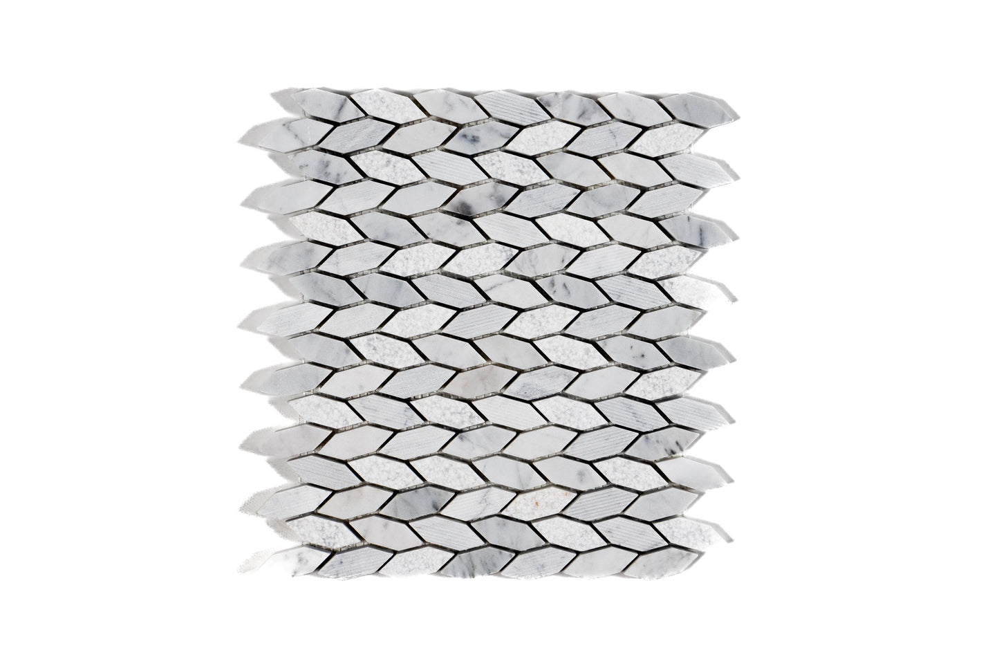 Carrara Super White Elongated Diamond Mosaic Matte