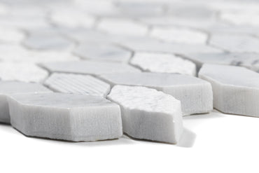 Carrara Super White Elongated Diamond Mosaic Matte