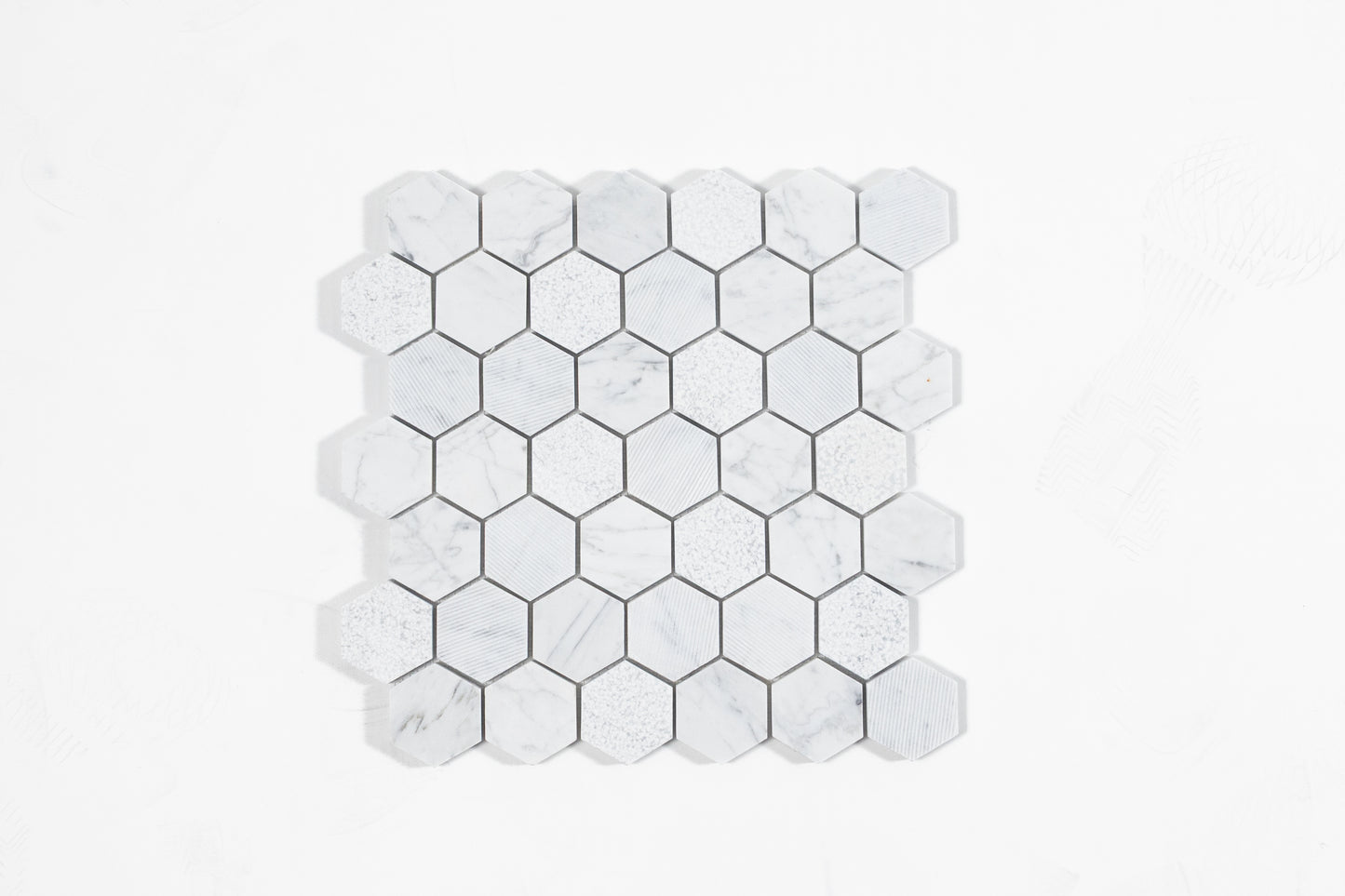 Carrara Super White 2" Hexagon Mosaic Matte