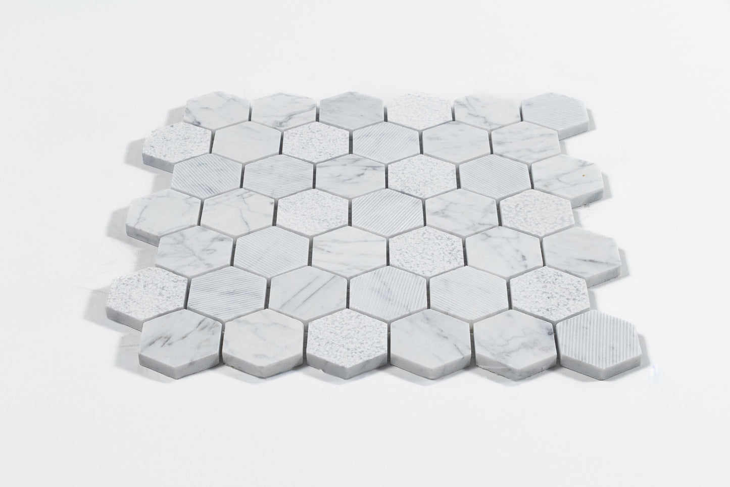 Carrara Super White 2" Hexagon Mosaic Matte
