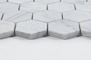 Carrara Super White 2" Hexagon Mosaic Matte