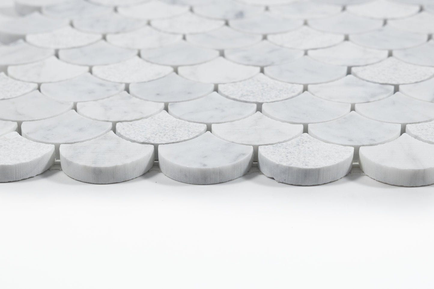 Carrara Super White Fan Mosaic Matte