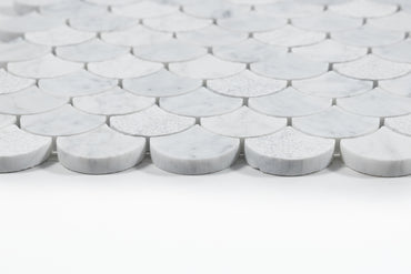 Carrara Super White Fan Mosaic Matte