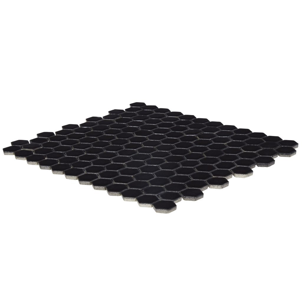 Hexagon Black 1-Inch Matte Mosaic Tile - 20 pcs per case - Industry Tile