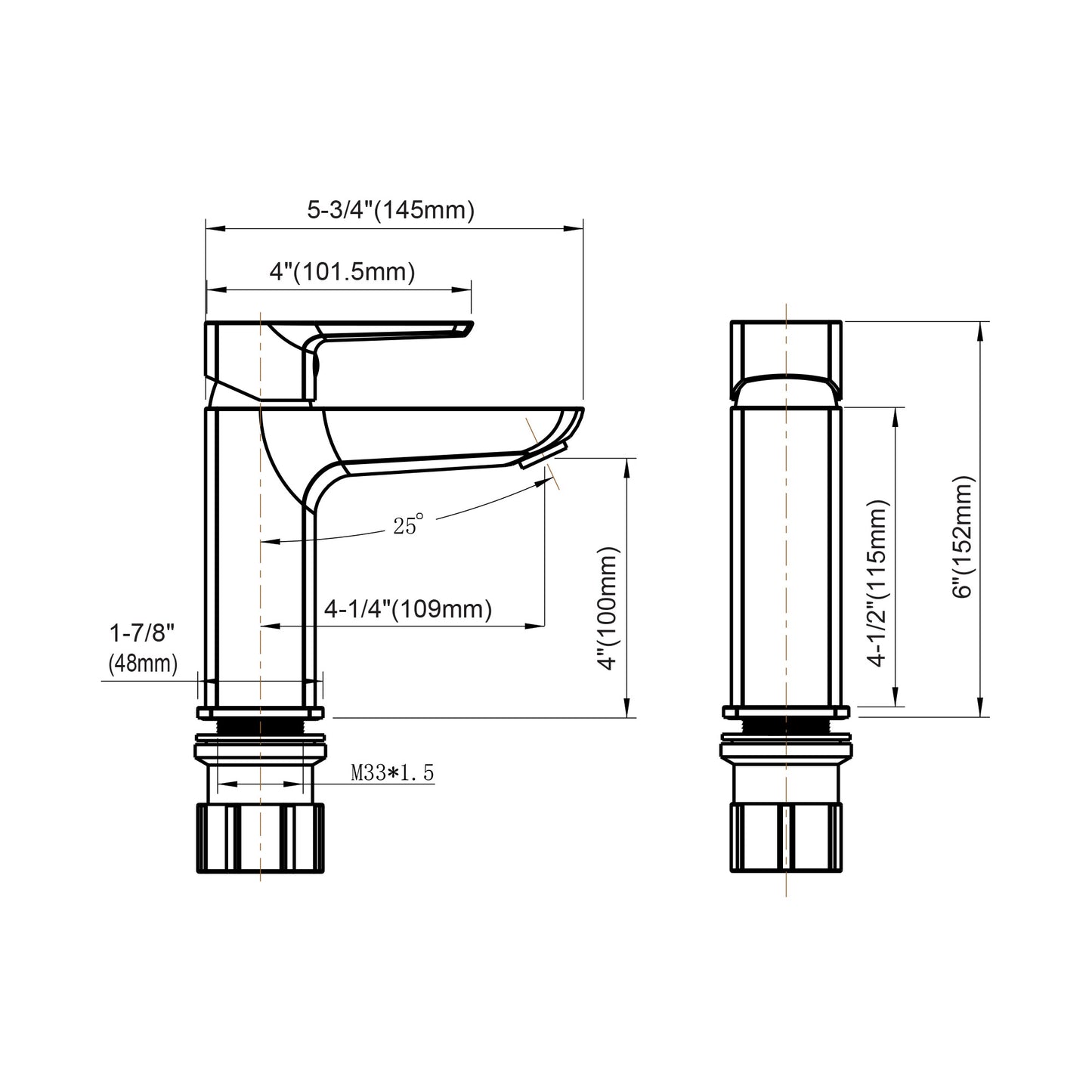 Single Handle Bathroom Faucet - DW Black - 021