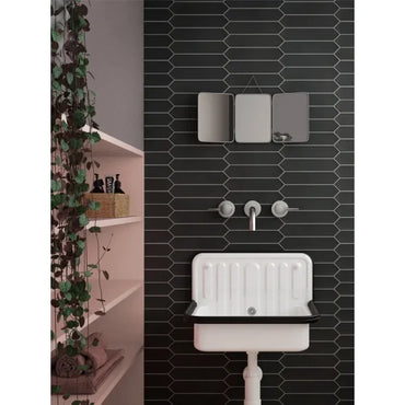 Onyx Point 2" x 10" Matte Black Picket Ceramic Tile