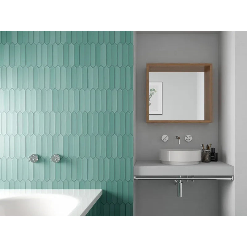 Verdant Point 2" x 10" Green Matte Picket Ceramic Tile
