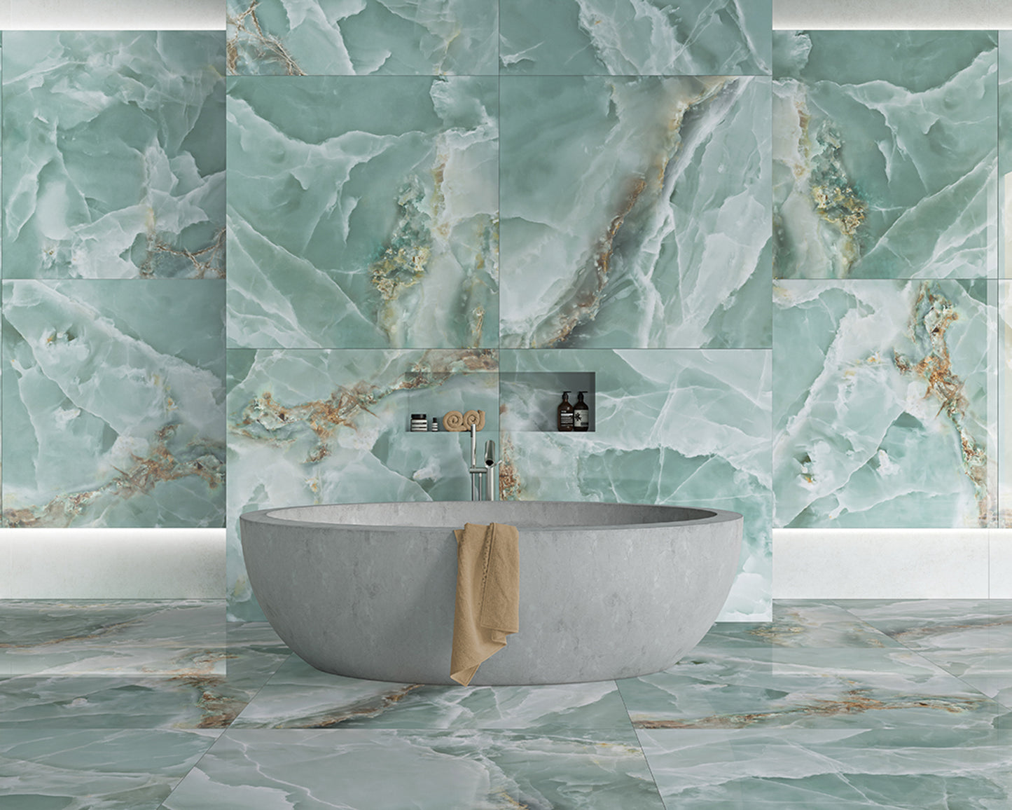 24x48 Onyx Emerald Green polished porcelain tile