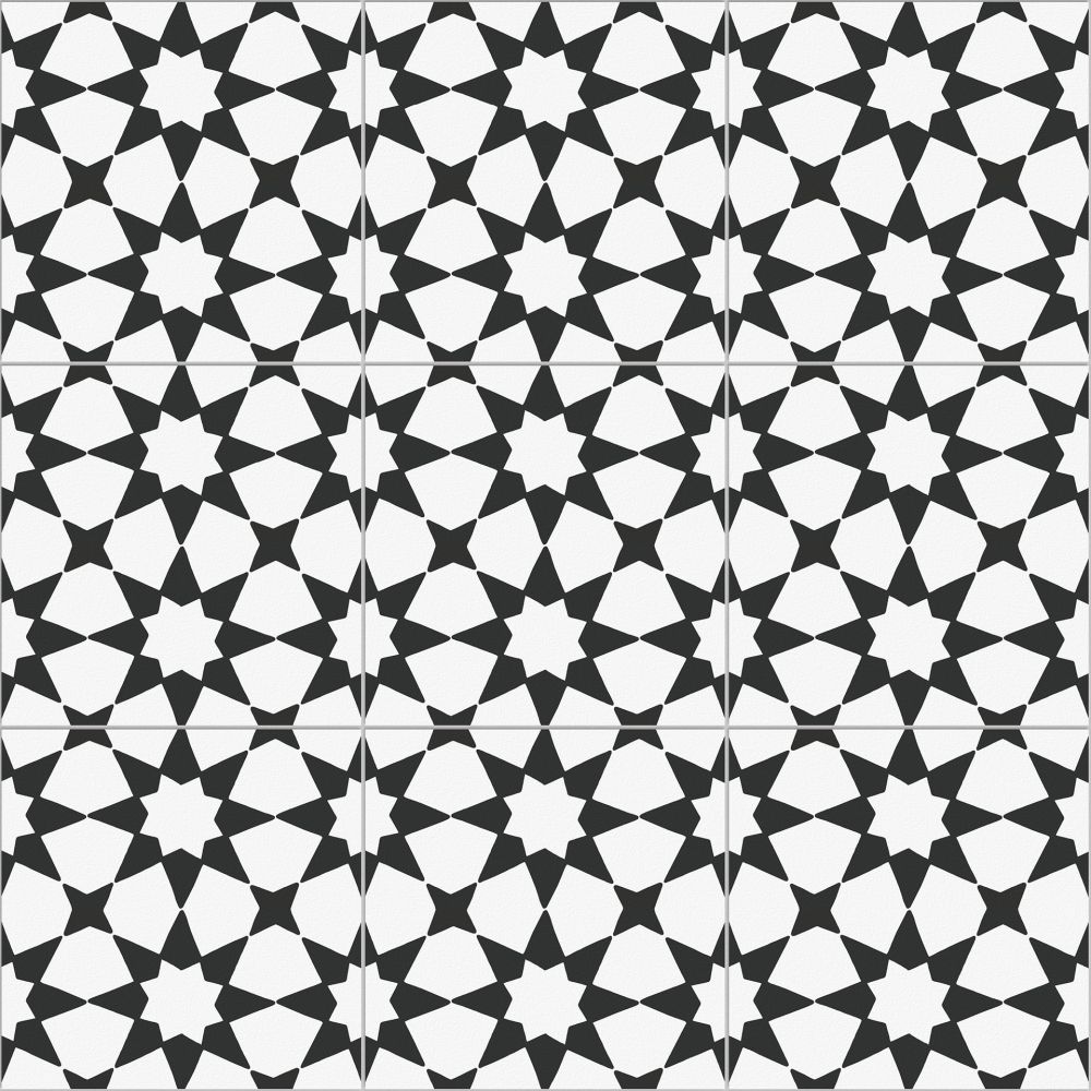 8x8 Black and White Nebula porcelain tile - Industry Tile