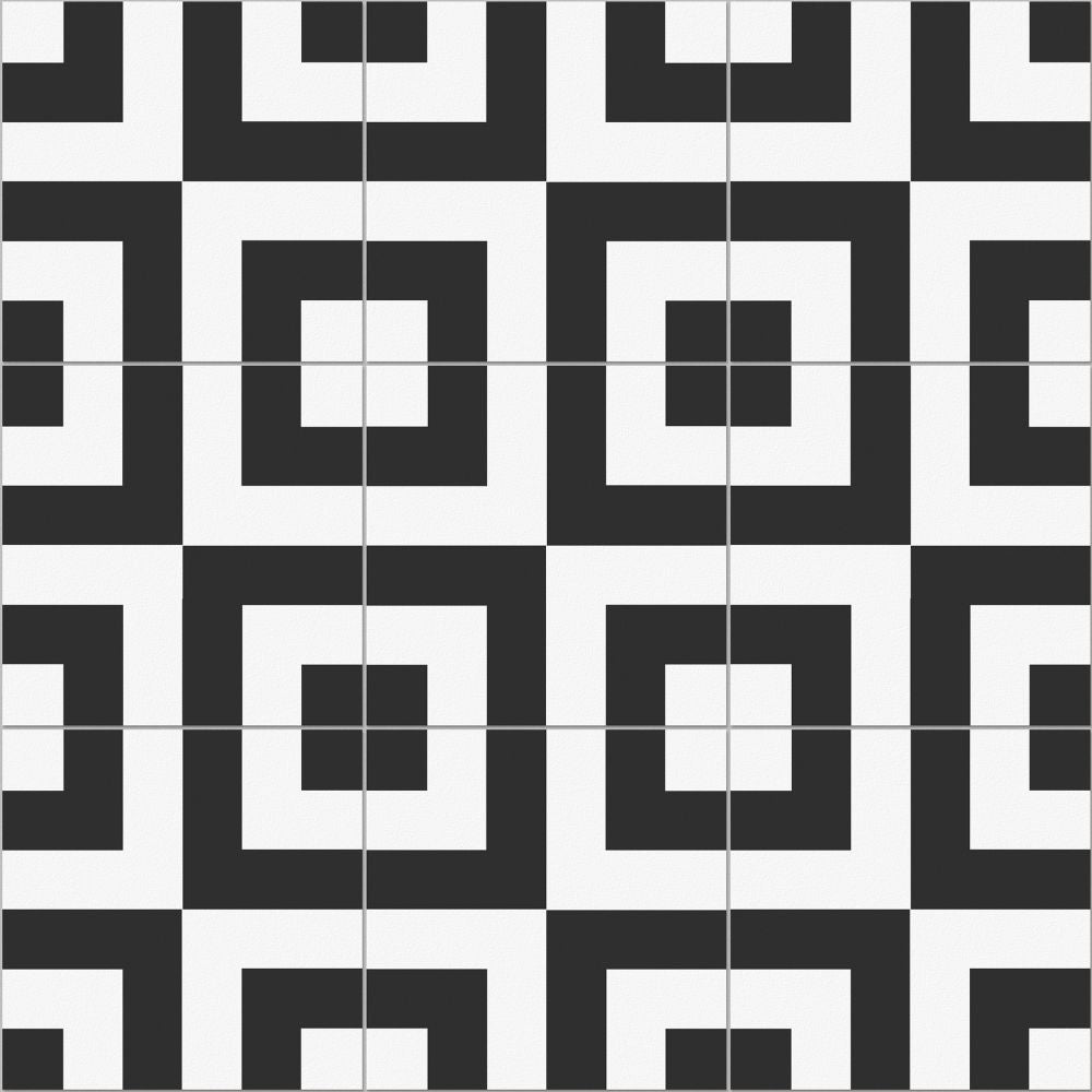 8x8 Black and White Square porcelain tile - Industry Tile