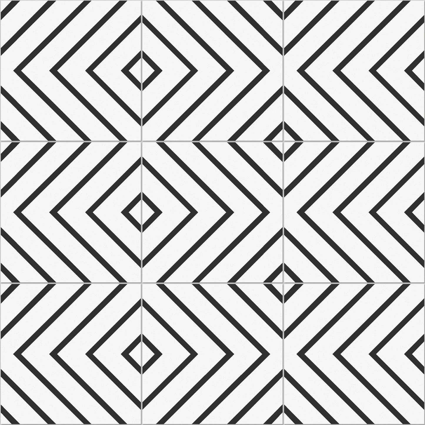 8x8 Black and White Vera porcelain tile - Industry Tile
