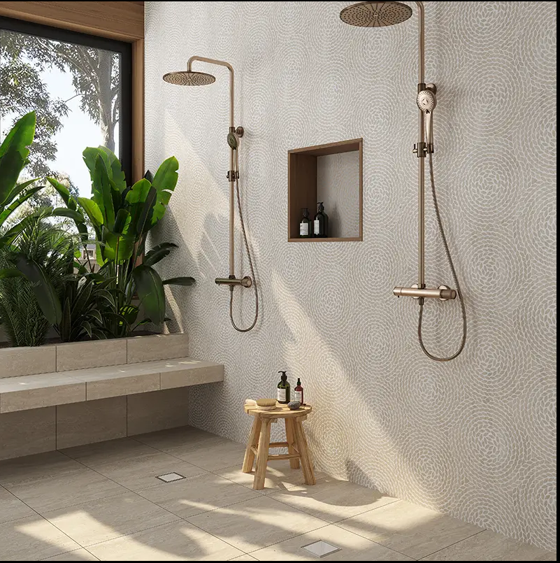 Ripple Leaf Crema Marfil Polished Natural Stone Mosaic Tile