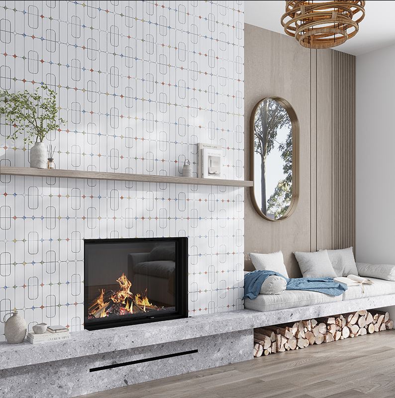 Multicolor Honed & Sand Blasted Natural Stone Mosaic Tile