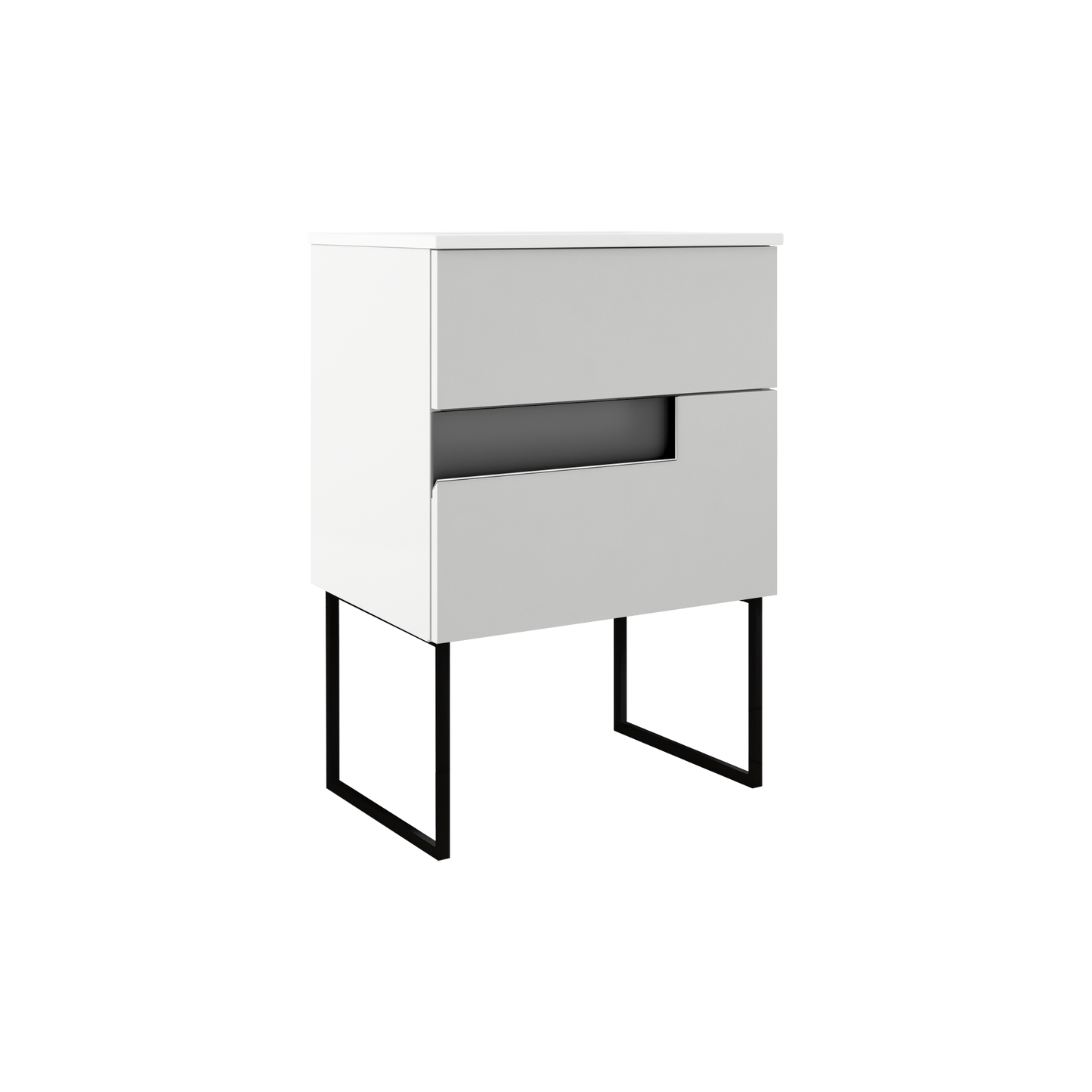 Vision White w/ Gray 24" W x 18" D Bath Vanity with White Ceramic Vanity Top and Sink - Industry Tile