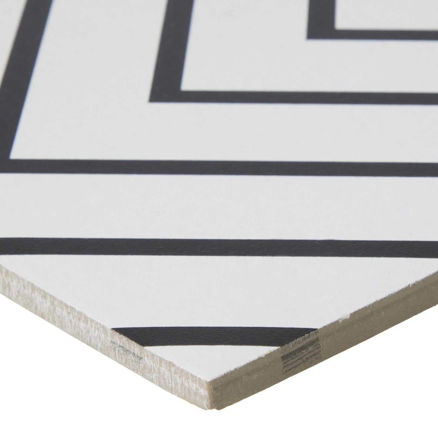 8x8 Black and White Vera porcelain tile - Industry Tile