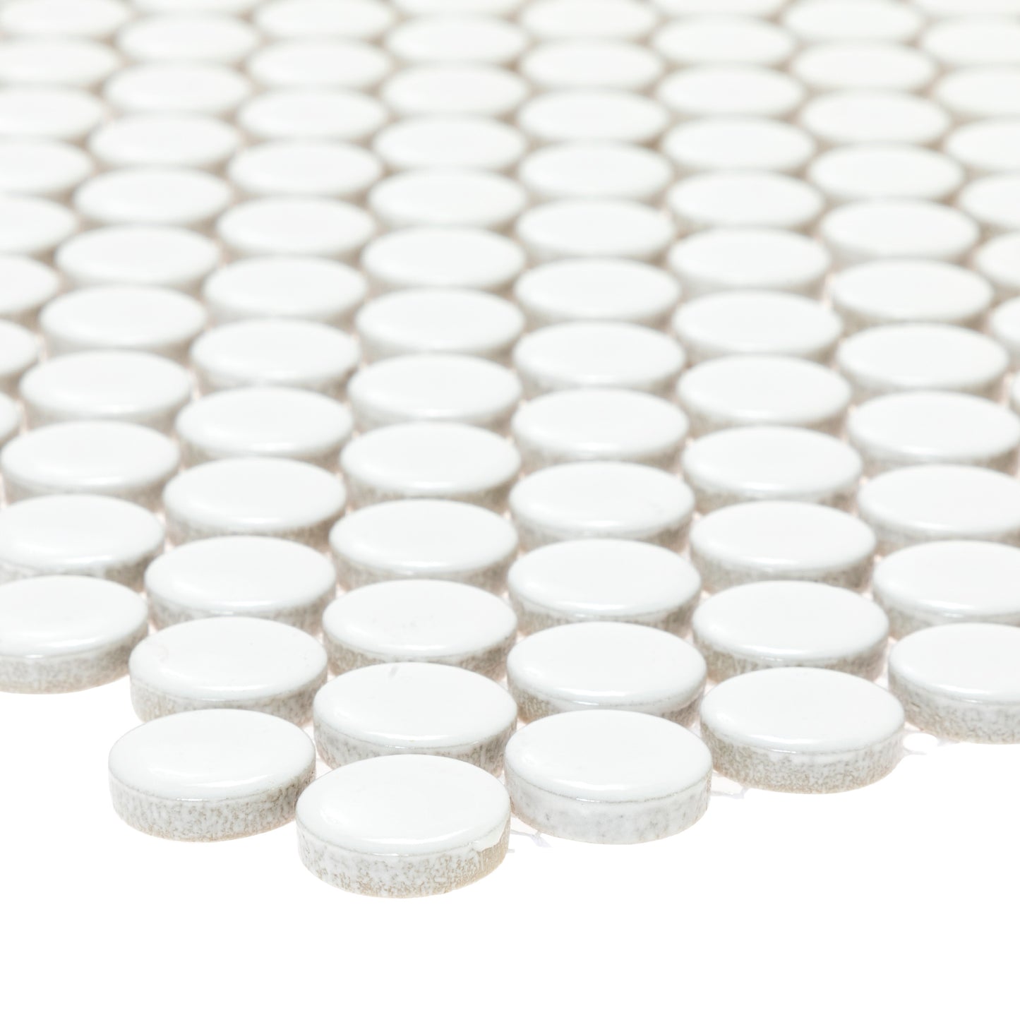 Penny Round White 1-Inch Mosaic Tile - 20 pcs per case - Industry Tile