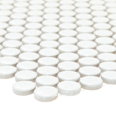 Penny Round White 1-Inch Mosaic Tile - 20 pcs per case - Industry Tile