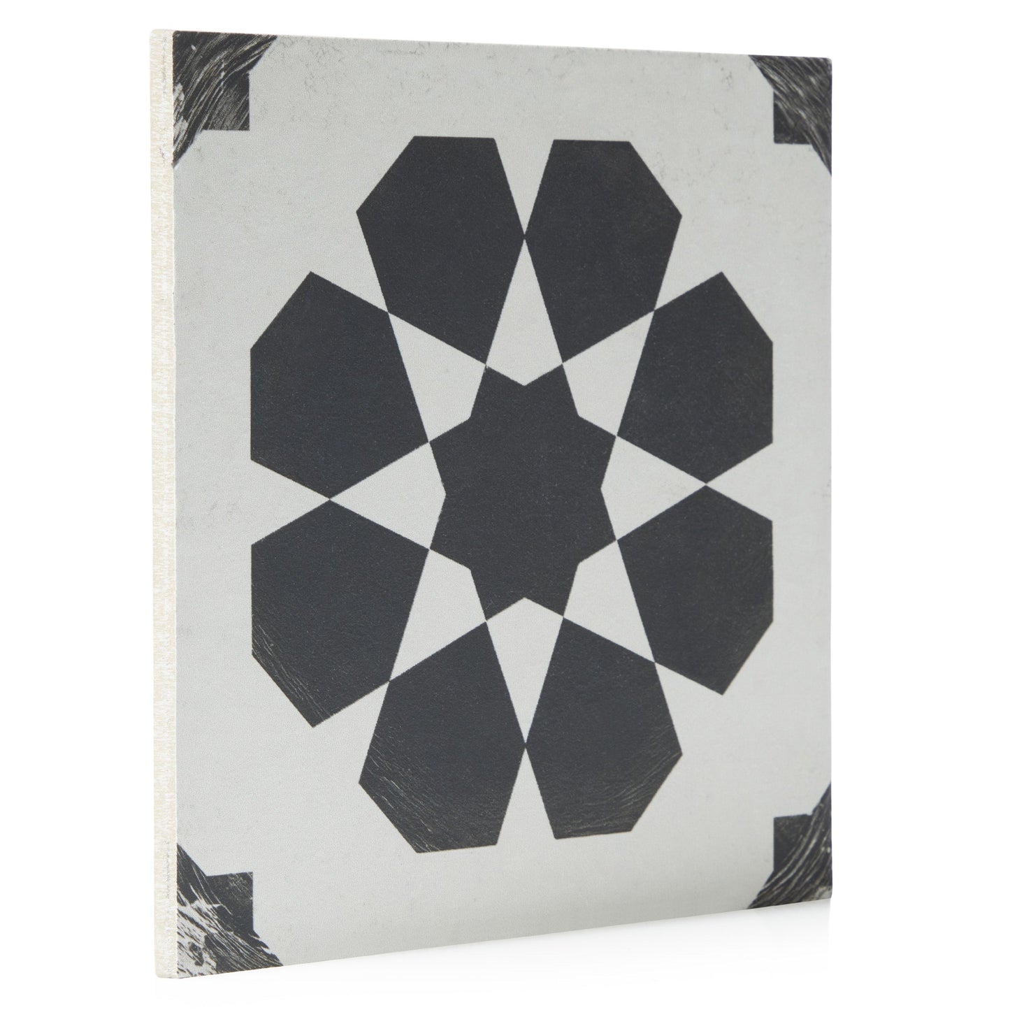 8x8 Black and White Distressed Cyclone porcelain tile - Industry Tile