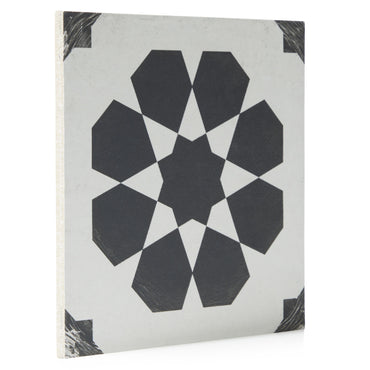 8x8 Black and White Distressed Cyclone porcelain tile - Industry Tile