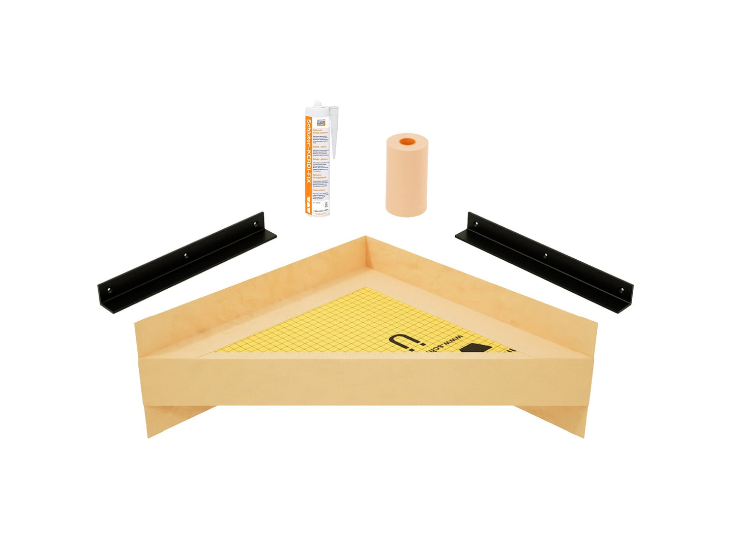 The Original™ Floating Corner Shower Bench Kit™ with Orange XPS Waterproof Board