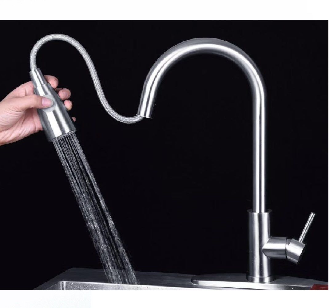 Brushed Nickel Pull Out Spray Pull out Kitchen Sink Tap Single Lever Mixer Faucet