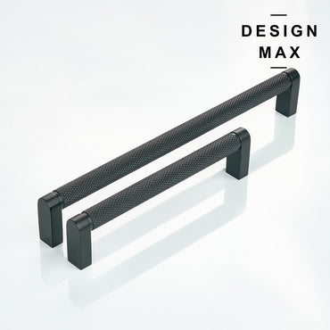 Knurled Matte Black Solid Brass Cabinet Pull