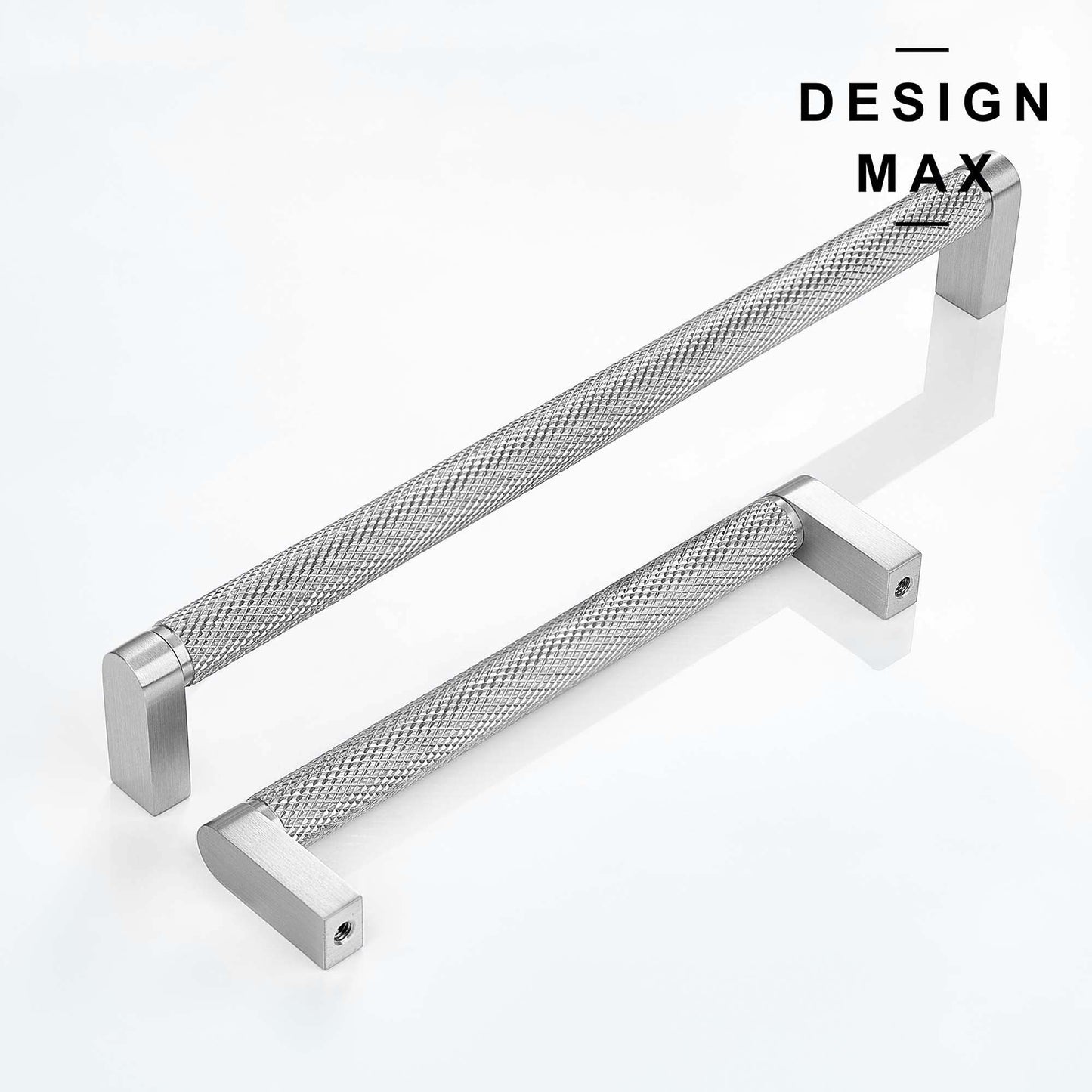 Knurled Satin Silver Solid Brass Cabinet Pull