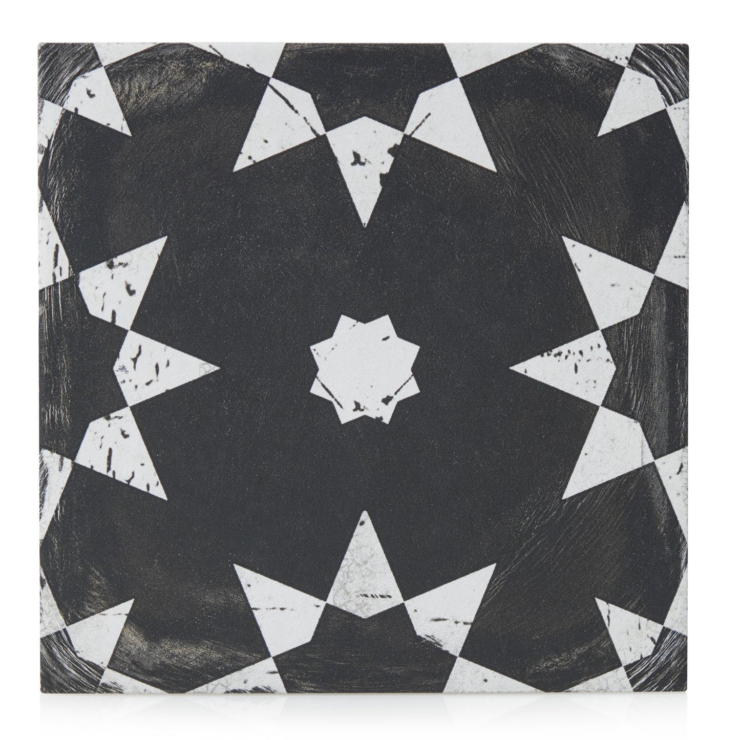 8x8 Black and White Distressed Groove porcelain tile - Industry Tile