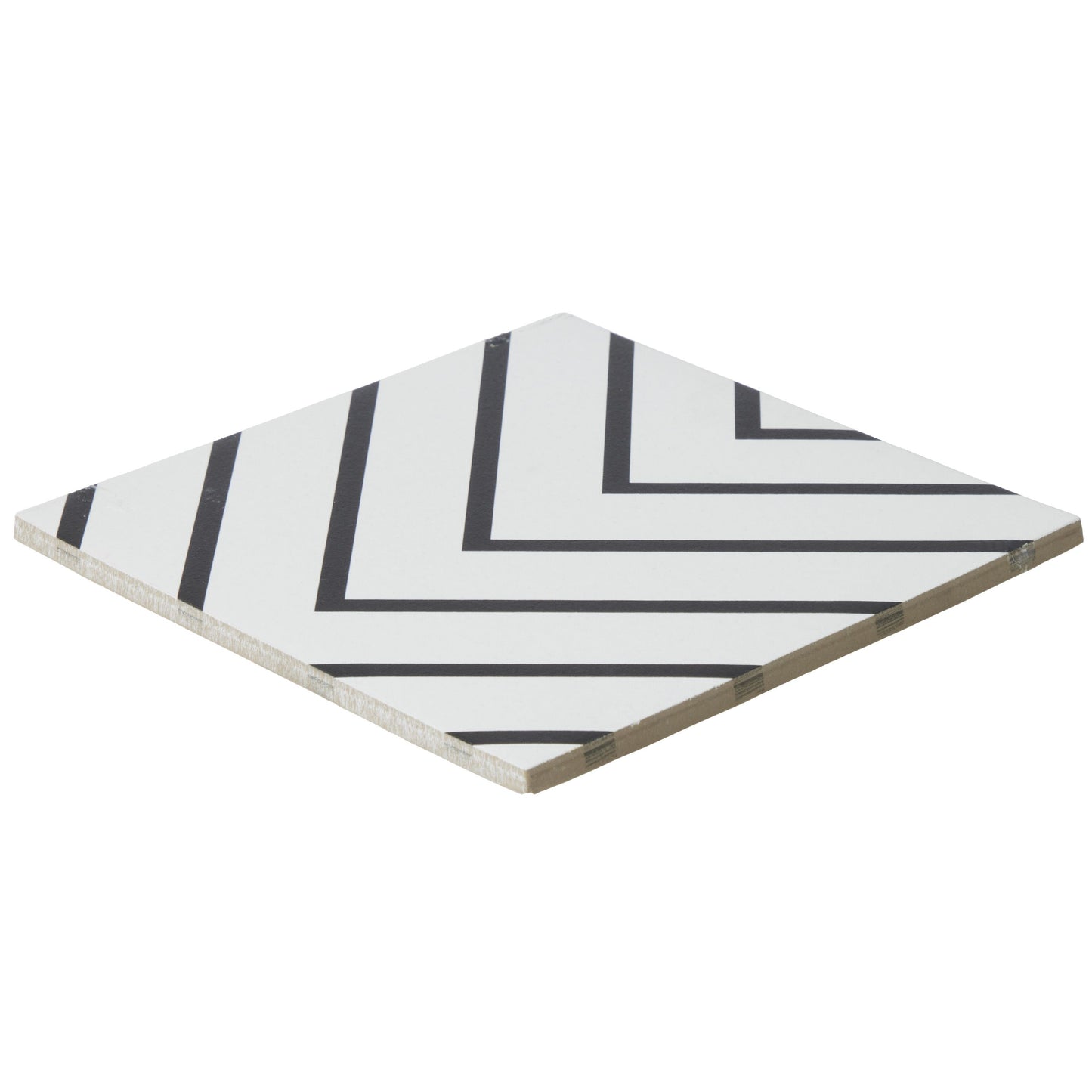 8x8 Black and White Vera porcelain tile - Industry Tile