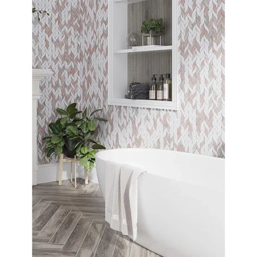 Vellora Rosé Thassos Leaf Polished Natural Stone Mosaic Tile