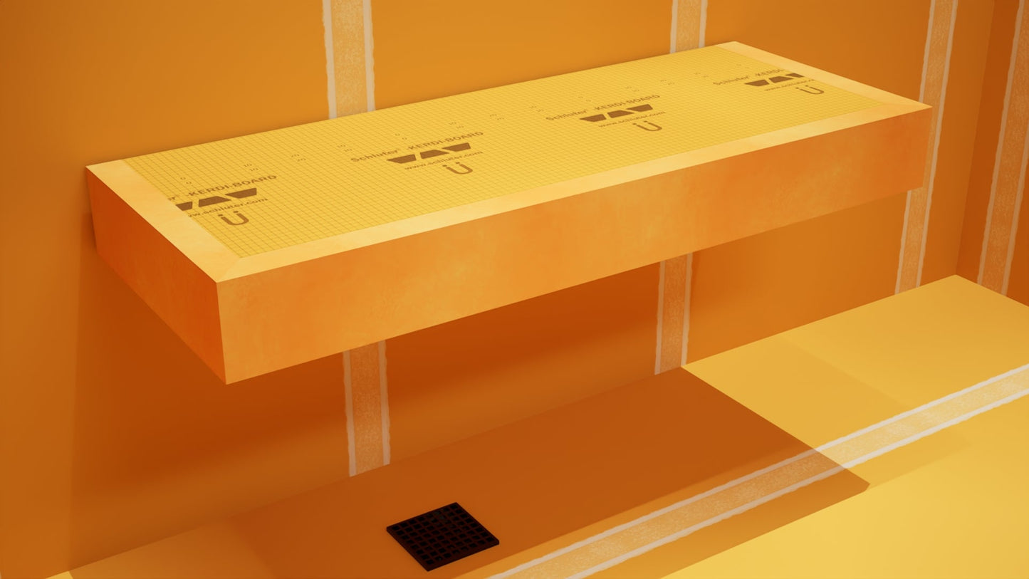 The Original™ Floating Shower Bench Kit™ with Orange XPS Waterproof Board & Original Shower Bench Bracket®