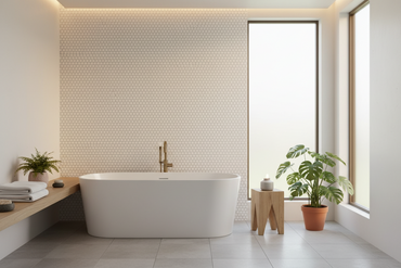 Penny Round White Porcelain Tile Mosaic – Glossy or Matte - Tilevanity.com