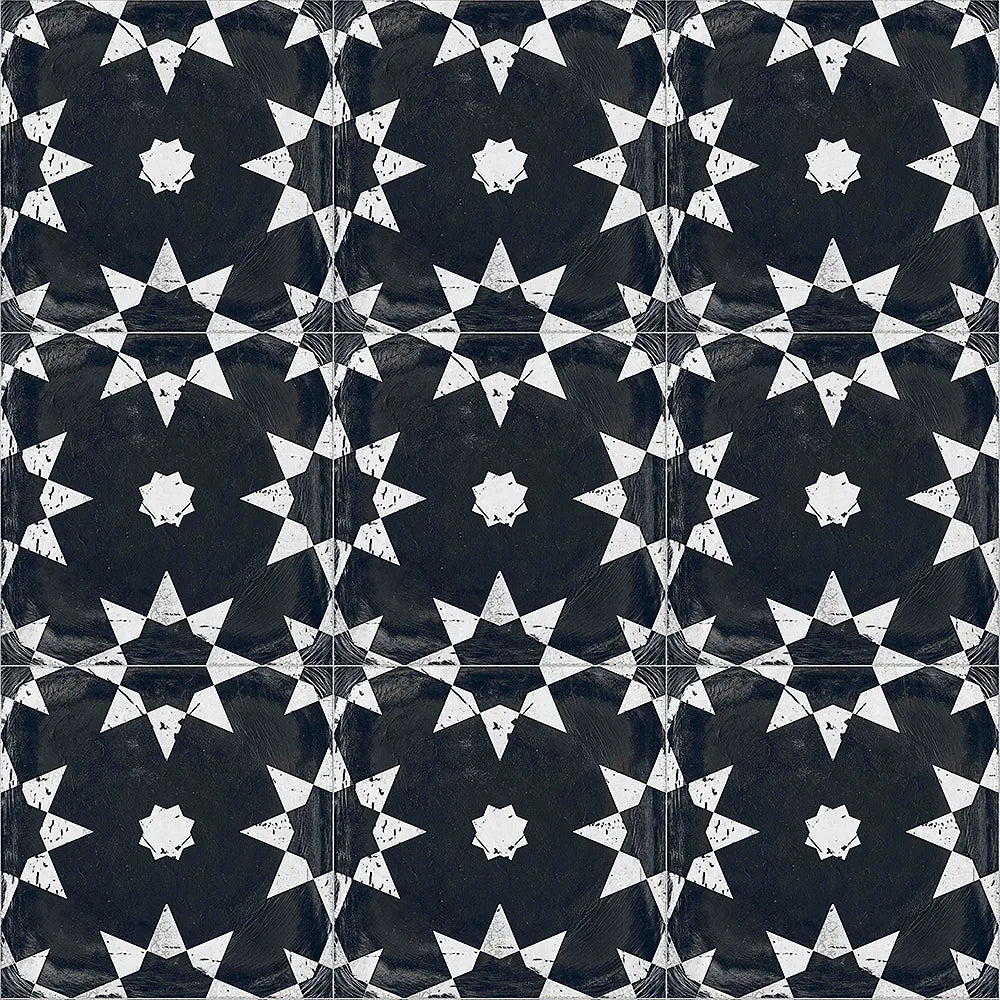 8x8 Black and White Distressed Groove porcelain tile - Industry Tile