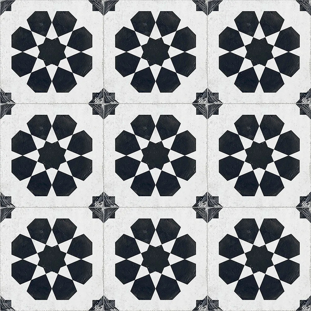 8x8 Black and White Distressed Cyclone porcelain tile - Industry Tile