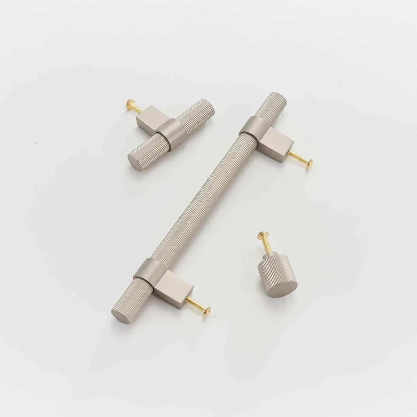 Ribbed Solid Brass Cabinet Knob and Pull