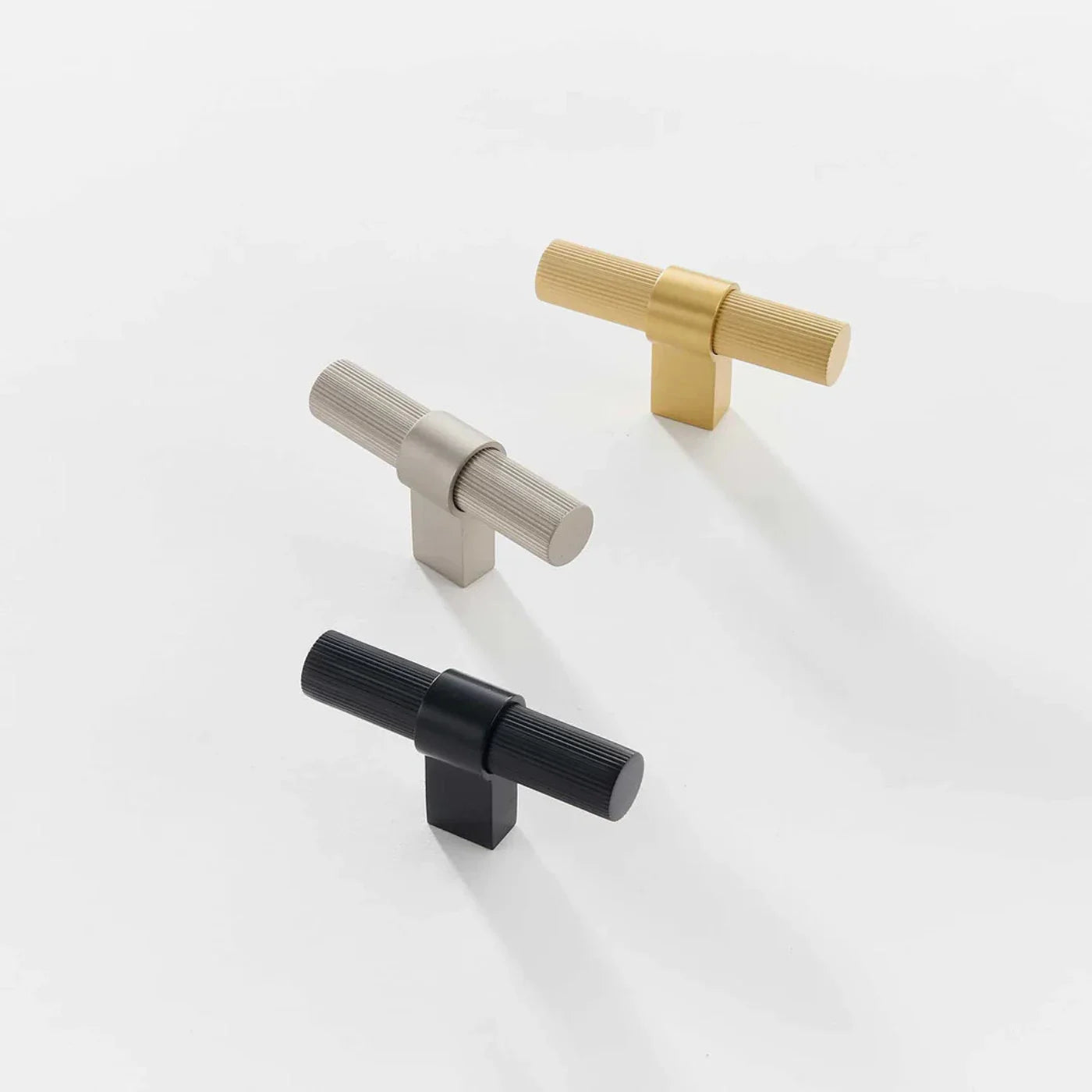 Ribbed Solid Brass Cabinet Knob and Pull