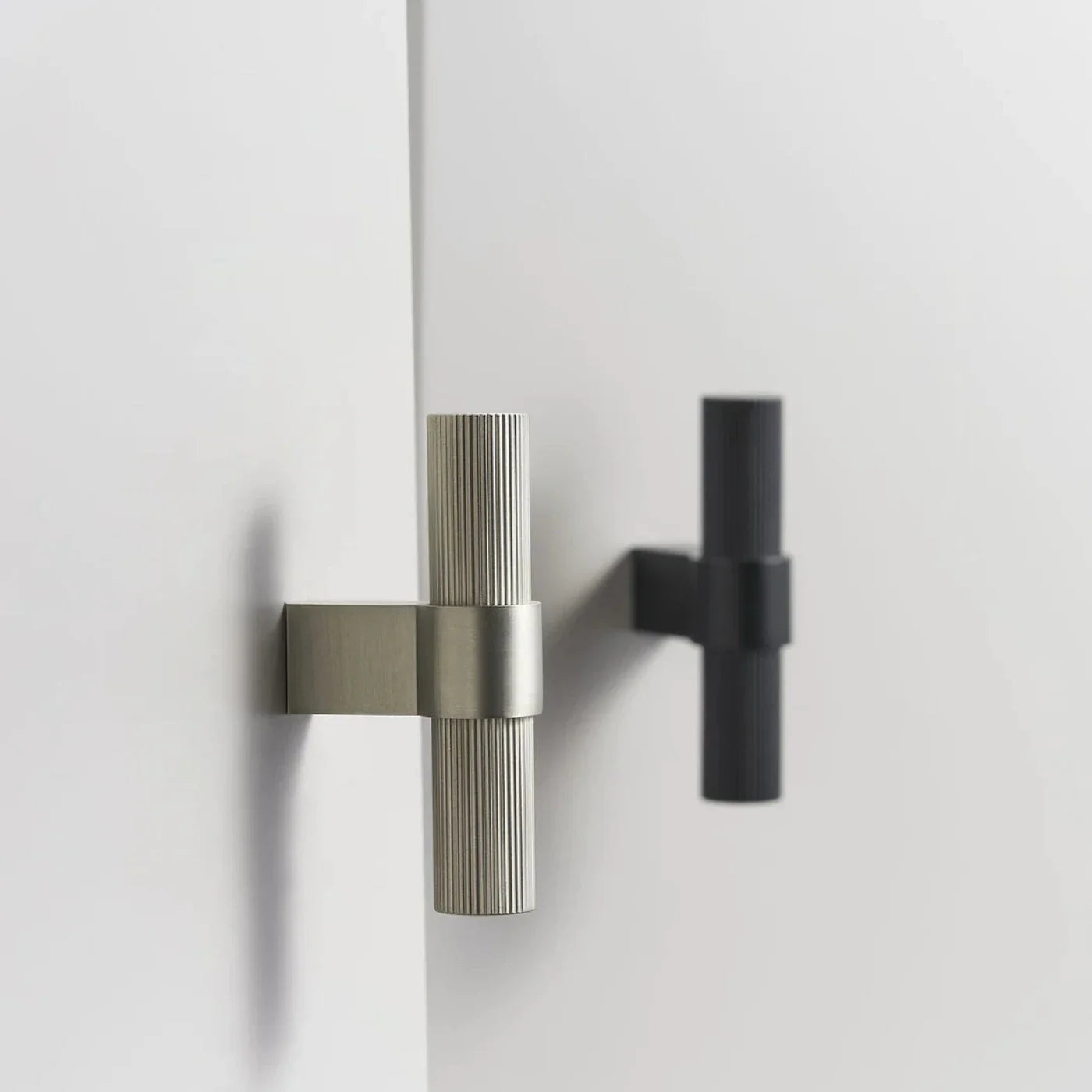 Ribbed Solid Brass Cabinet Knob and Pull