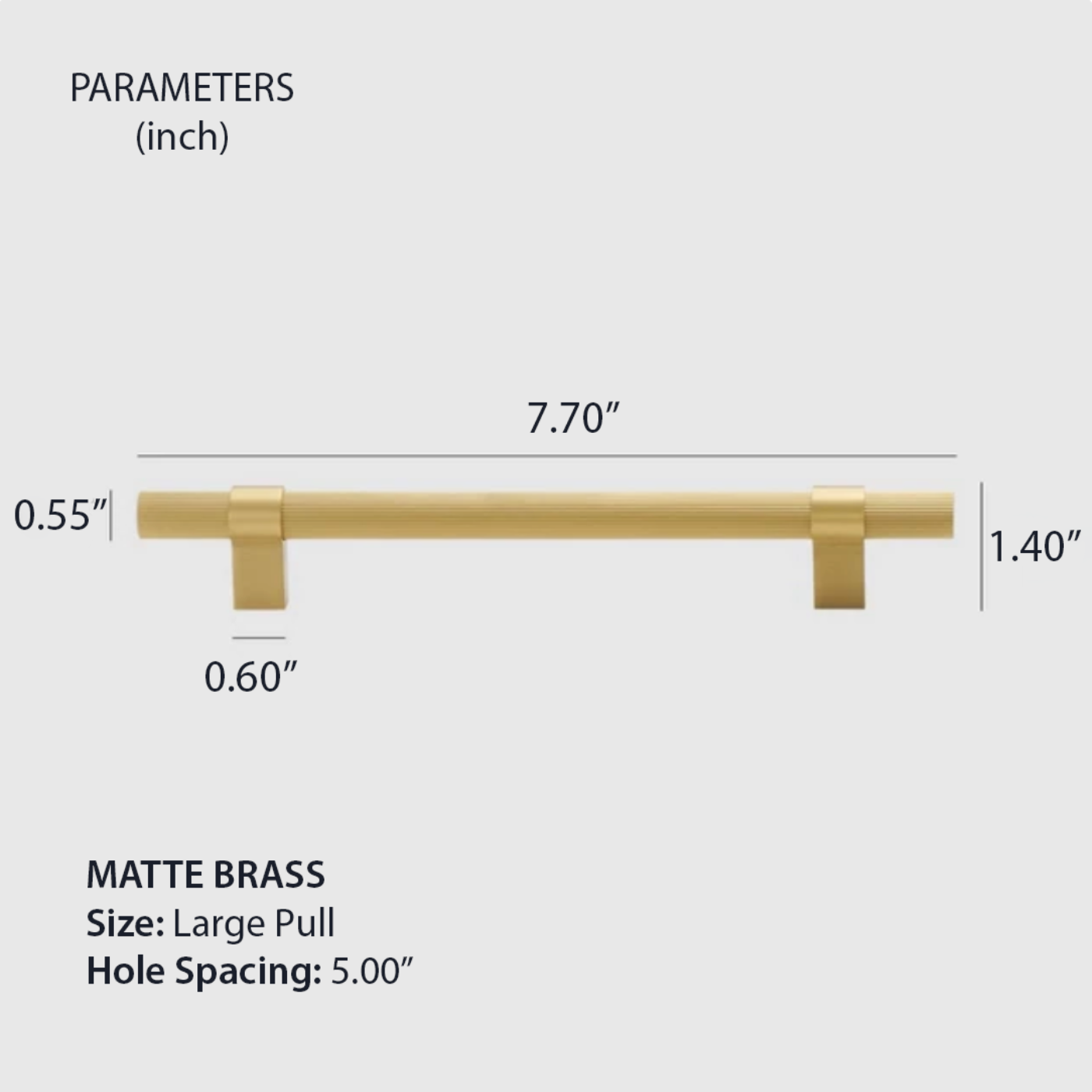 Ribbed Solid Brass Cabinet Knob and Pull