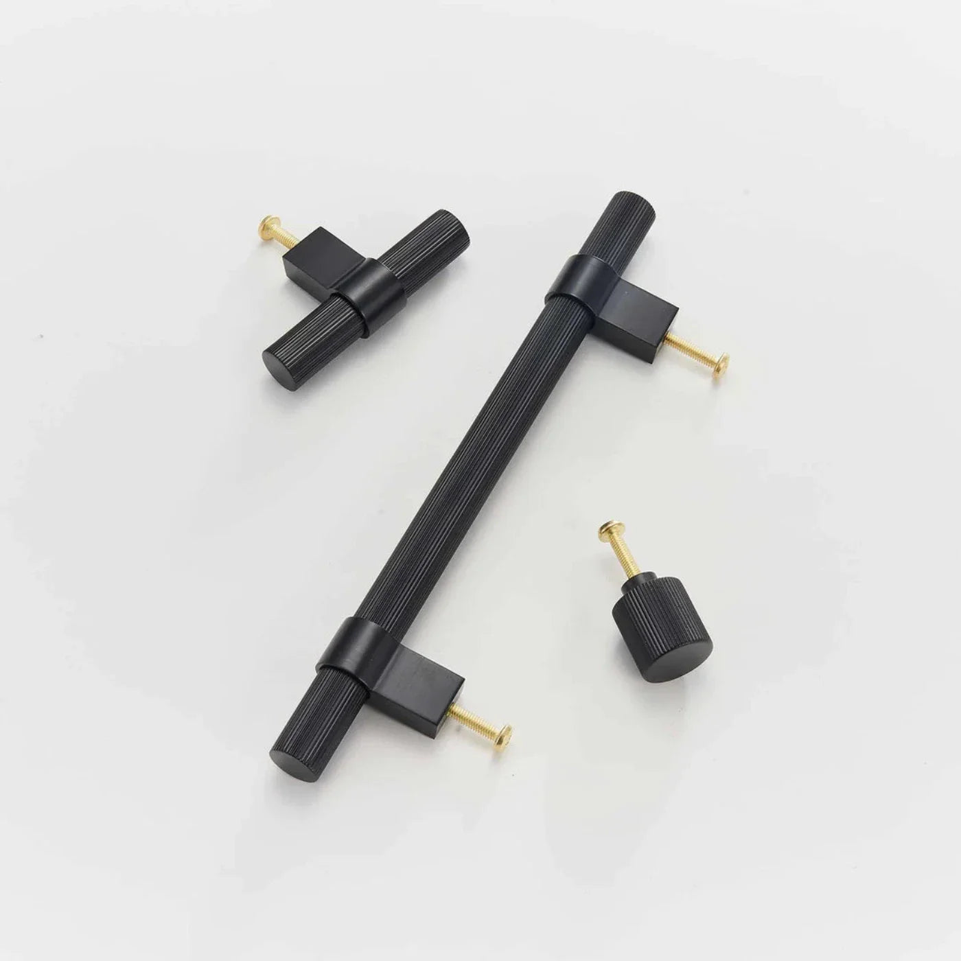Ribbed Solid Brass Cabinet Knob and Pull