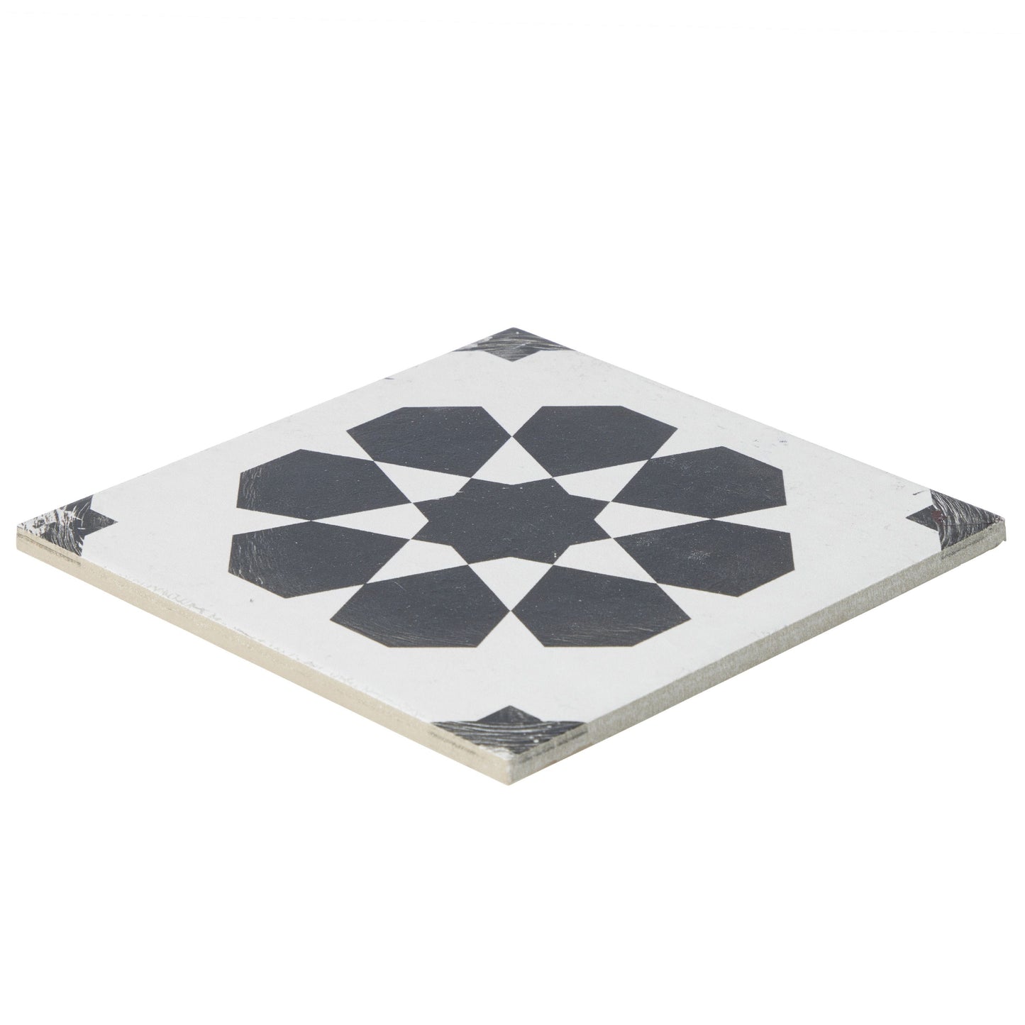 8x8 Black and White Distressed Cyclone porcelain tile - Industry Tile