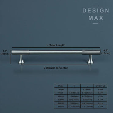 Signature Satin Silver Solid Brass Cabinet Pull