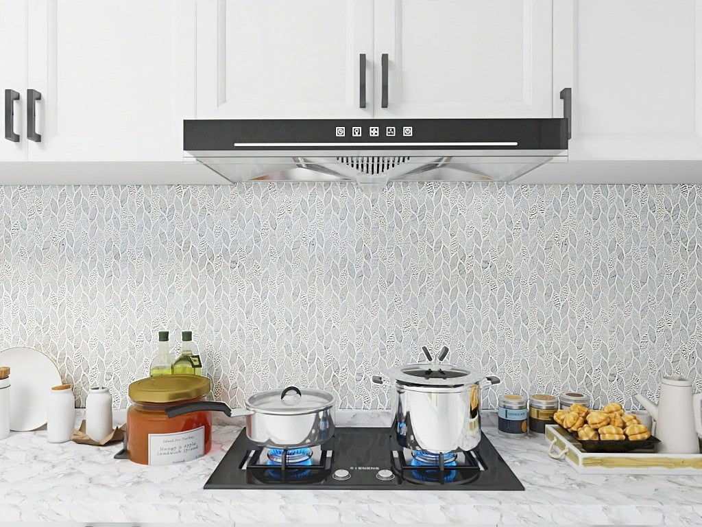 Carrara Super White Elongated Diamond Mosaic Matte