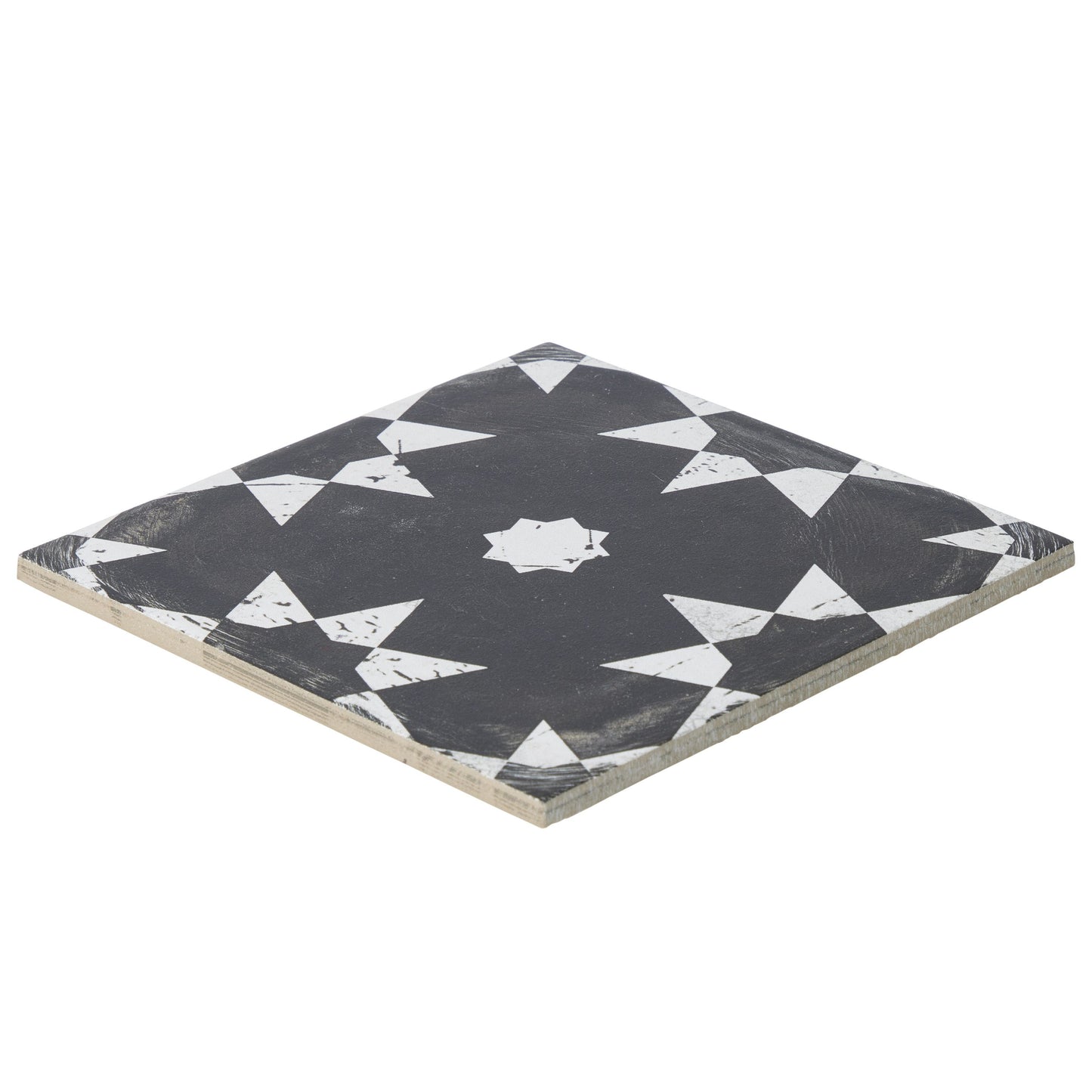 8x8 Black and White Distressed Groove porcelain tile - Industry Tile