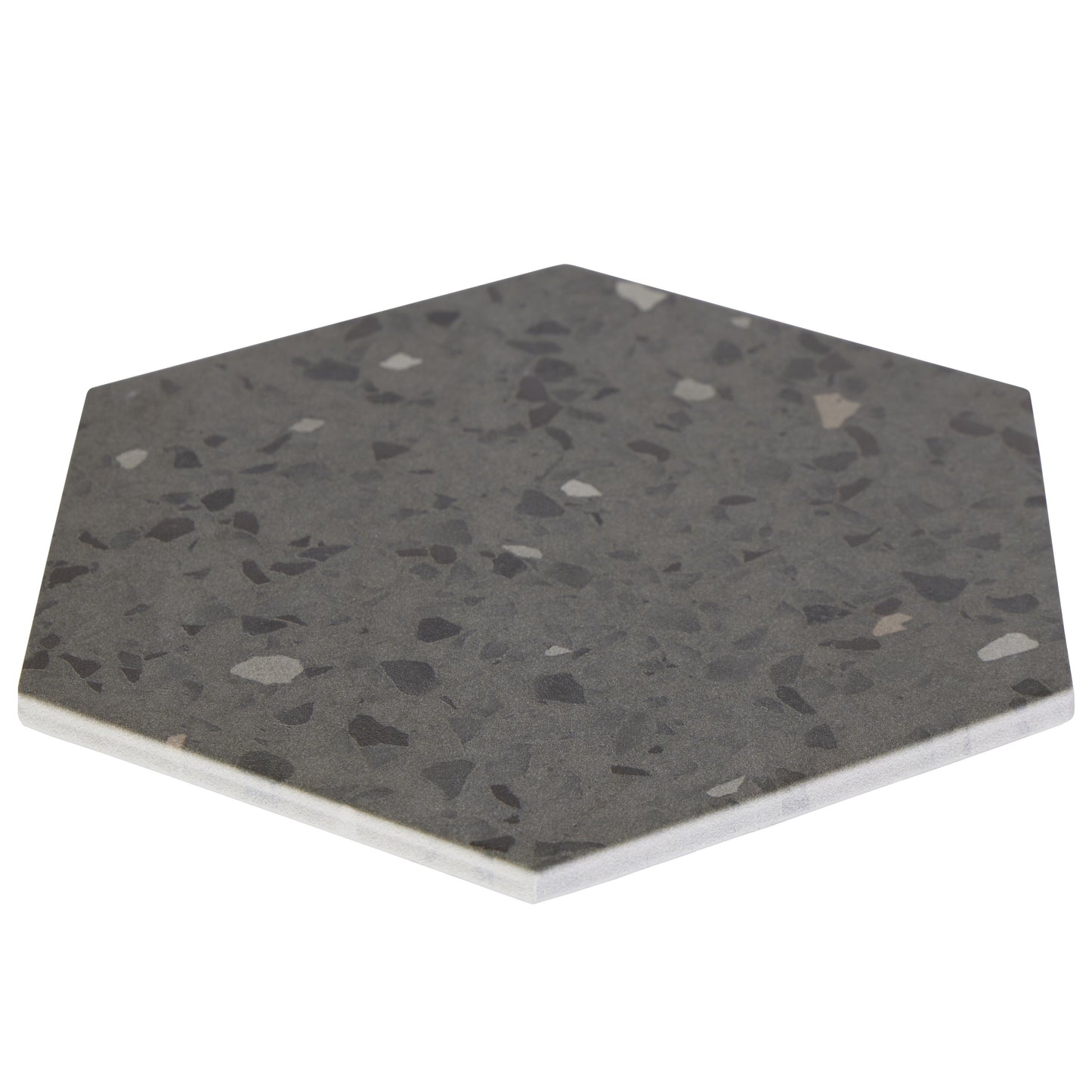 8x10 Hexagon Spark Gray porcelain tile - Industry Tile